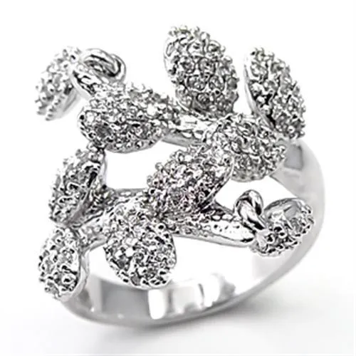 Ring AAA GRD CZ Clear 7X105 for Women Style Rhodium