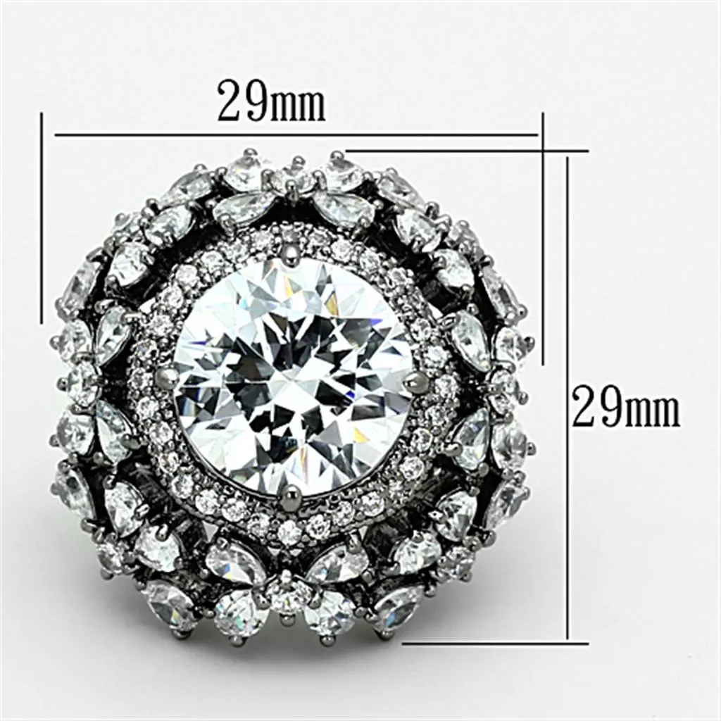 Ring AAA GRD CZ Clear LOA874 for Women Style Ruthenium