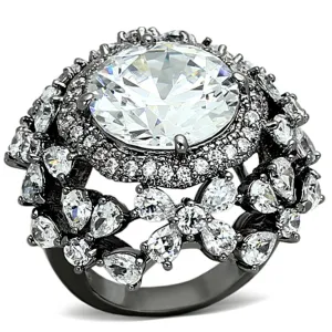 Ring AAA GRD CZ Clear LOA874 for Women Style Ruthenium