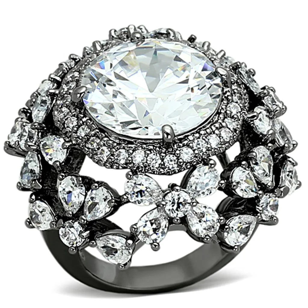 Ring AAA GRD CZ Clear LOA874 for Women Style Ruthenium