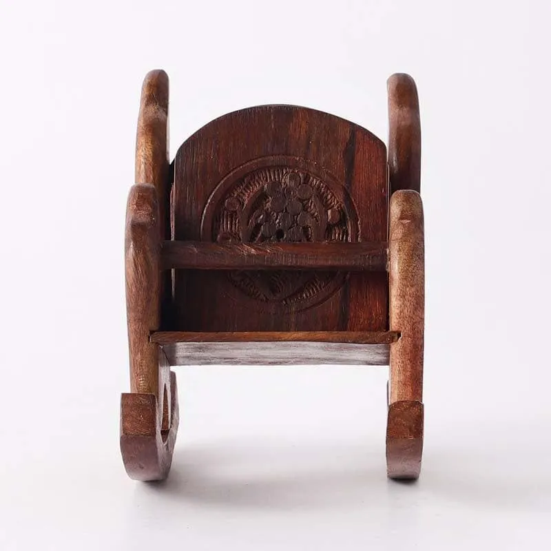 Rocking Chair Carved Coaster - Set Of Six