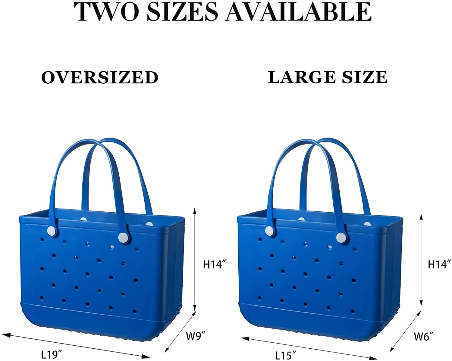 Rubber Beach Bag Waterproof EVA Portable Handbag Travel Bags with Holes Tote Bag for Beach Outdoor Boat Pool Work Sports（OverSized）