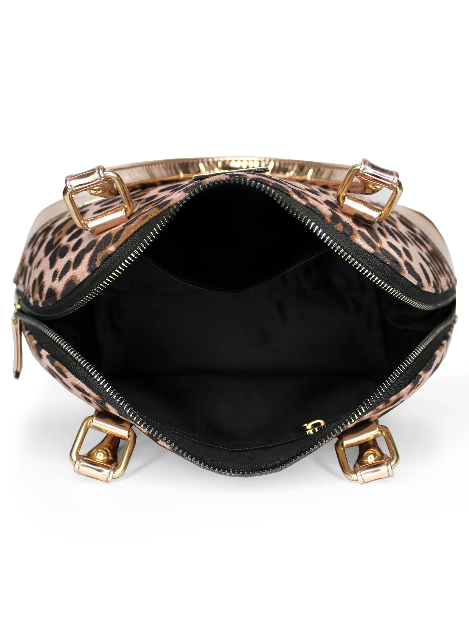 Senora Cheetah Print & Rosegold Faux Leather Women Handbag | Modern Myth