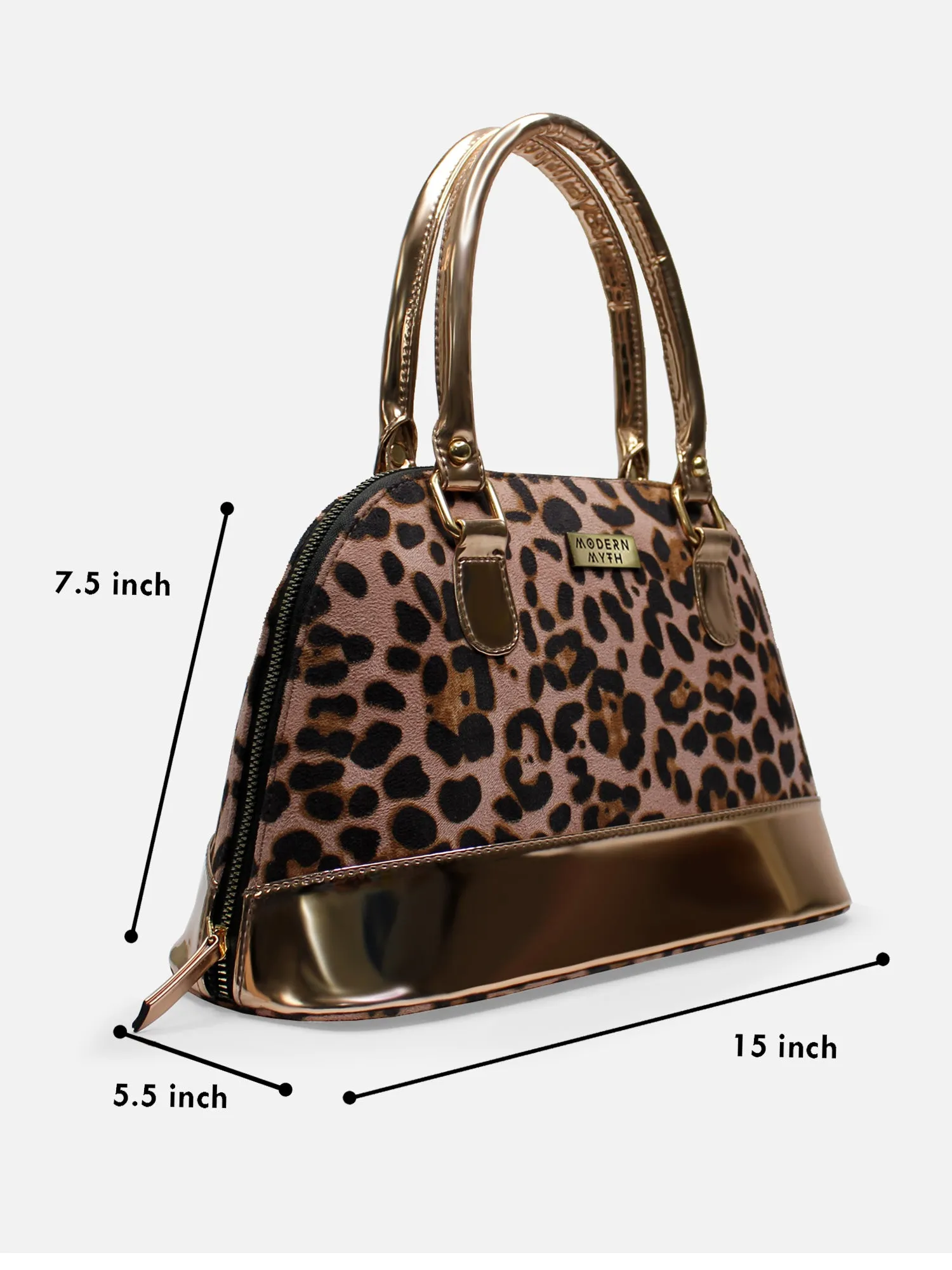 Senora Cheetah Print & Rosegold Faux Leather Women Handbag | Modern Myth