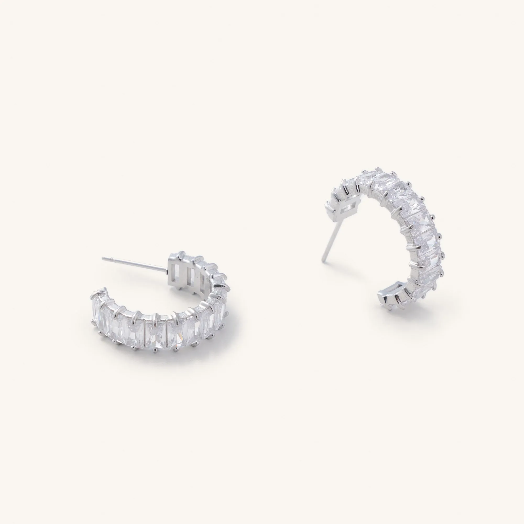 Silver Crystal Shimmer Hoops- Waterproof