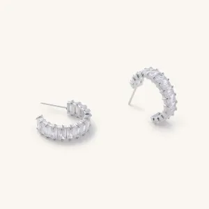 Silver Crystal Shimmer Hoops- Waterproof