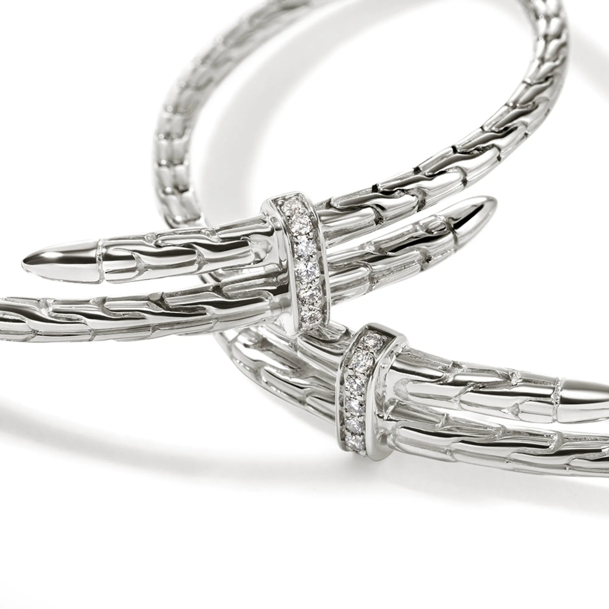Spear Hoop Earring, Silver, Diamonds, 50MM|EBP9012482DI