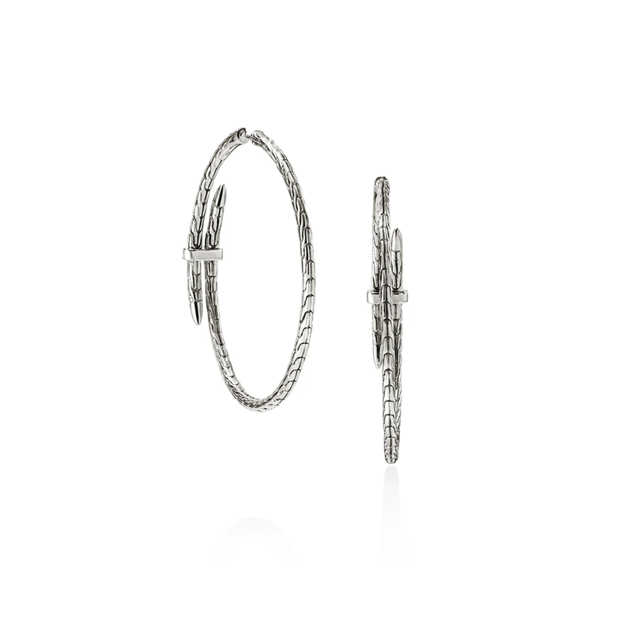 Spear Hoop Earring, Silver, Diamonds, 50MM|EBP9012482DI