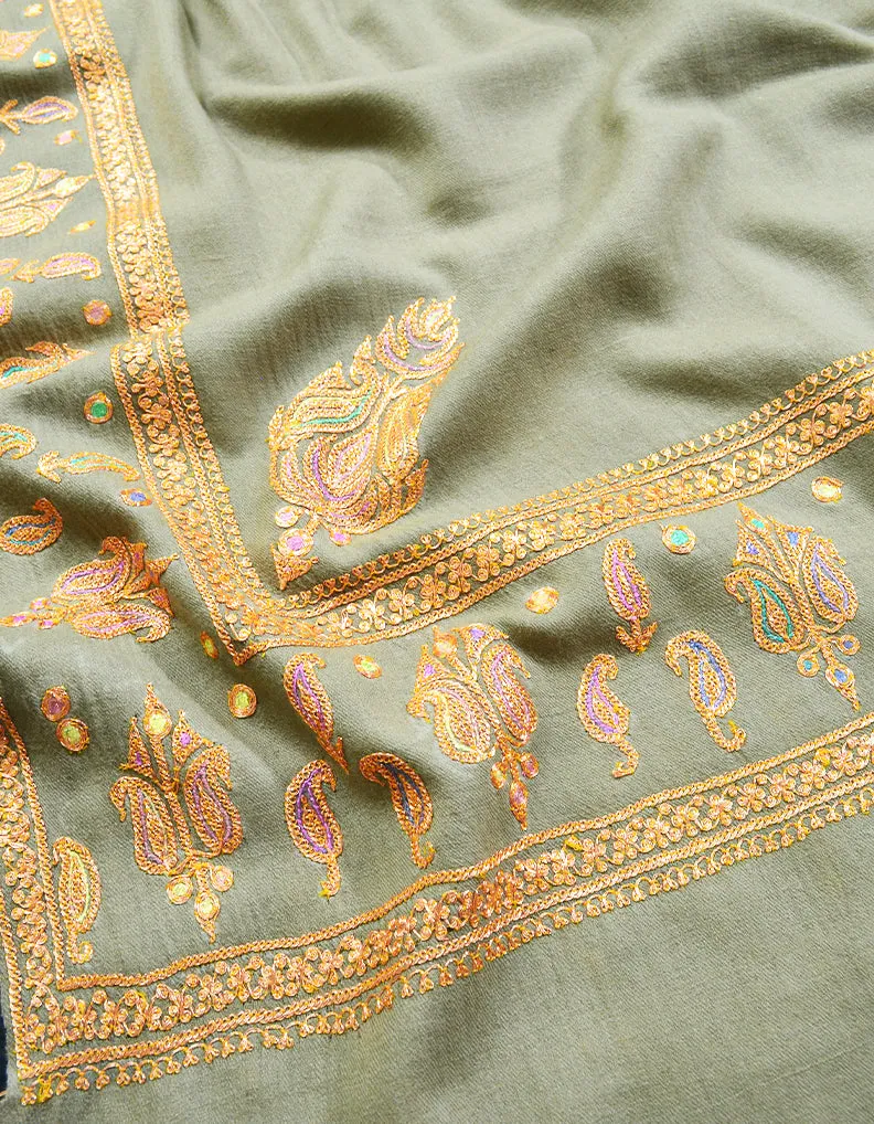 straw tilla embroidery pashmina shawl 8423