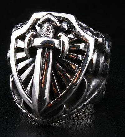 Sword Knight Templar Sterling Silver Ring