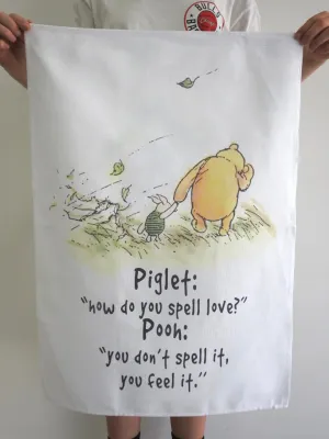 TEA TOWEL POOH HOW DO YOU SPELL LOVE
