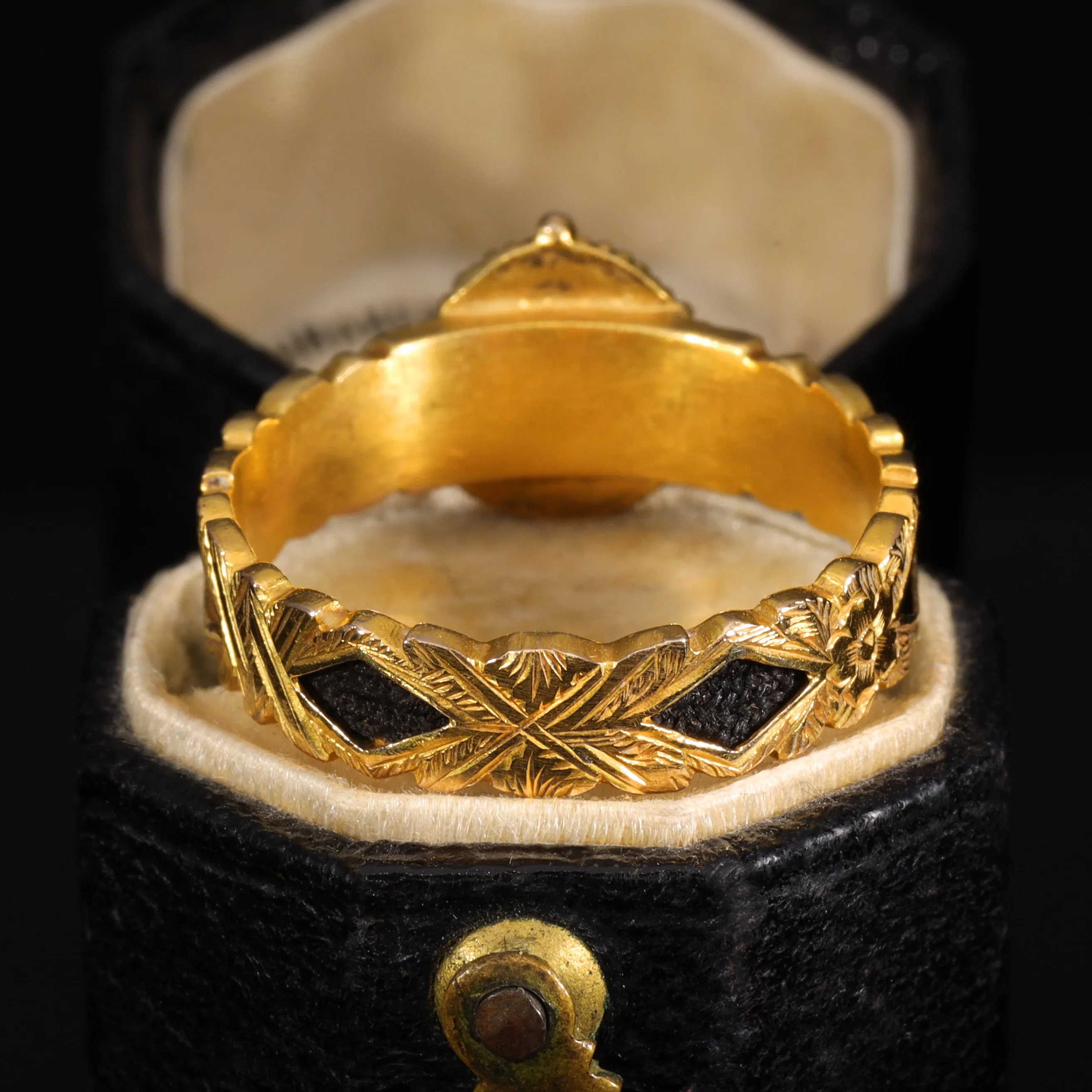 The Victorian Cross and Pearl Ornate Mourning Ring