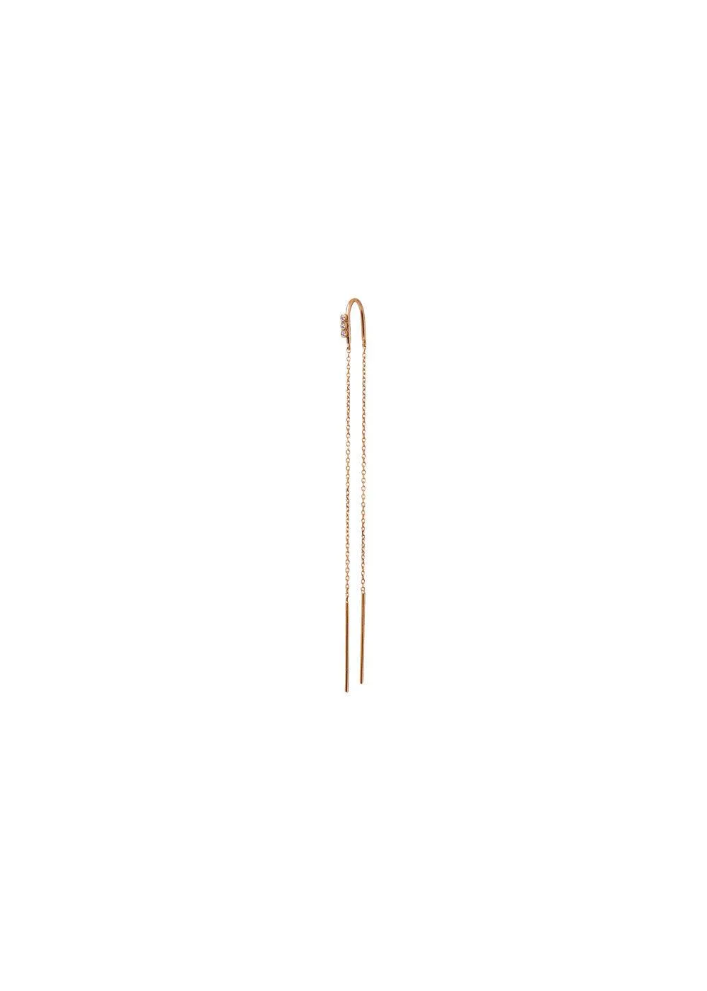 Three Dots Double Chain Earring Piece - Gold
