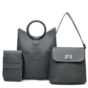 Top Quality Women Grey Fashion Handbag 3 in 1 set