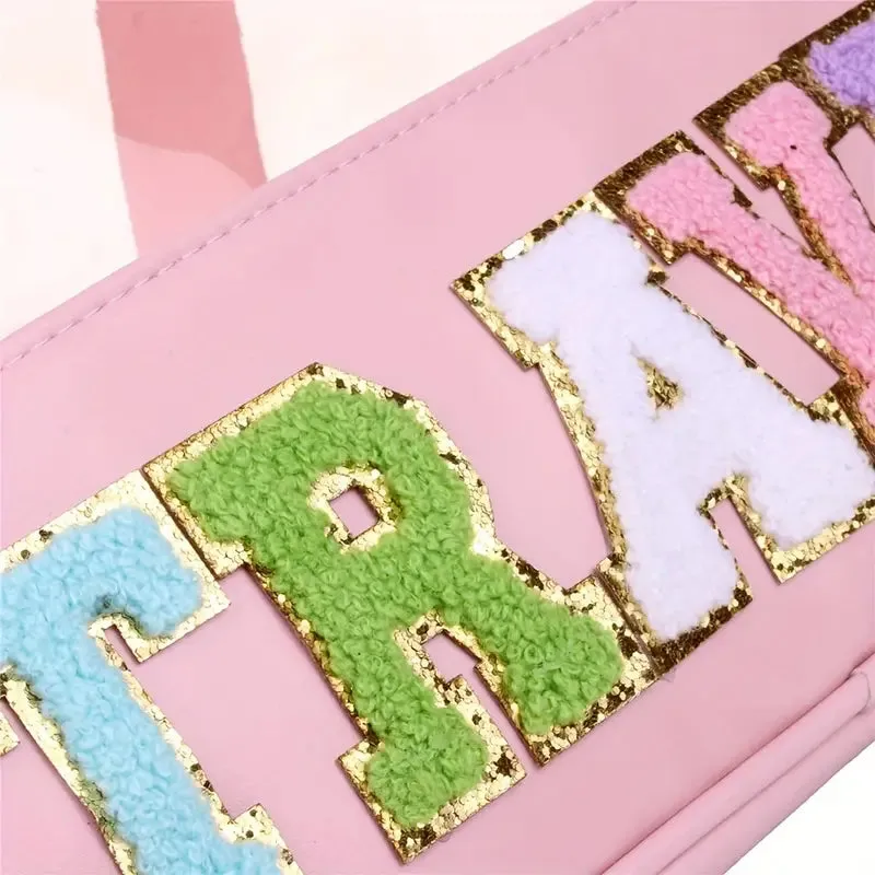 Transparent Letter Pattern Makeup Bag with Handle