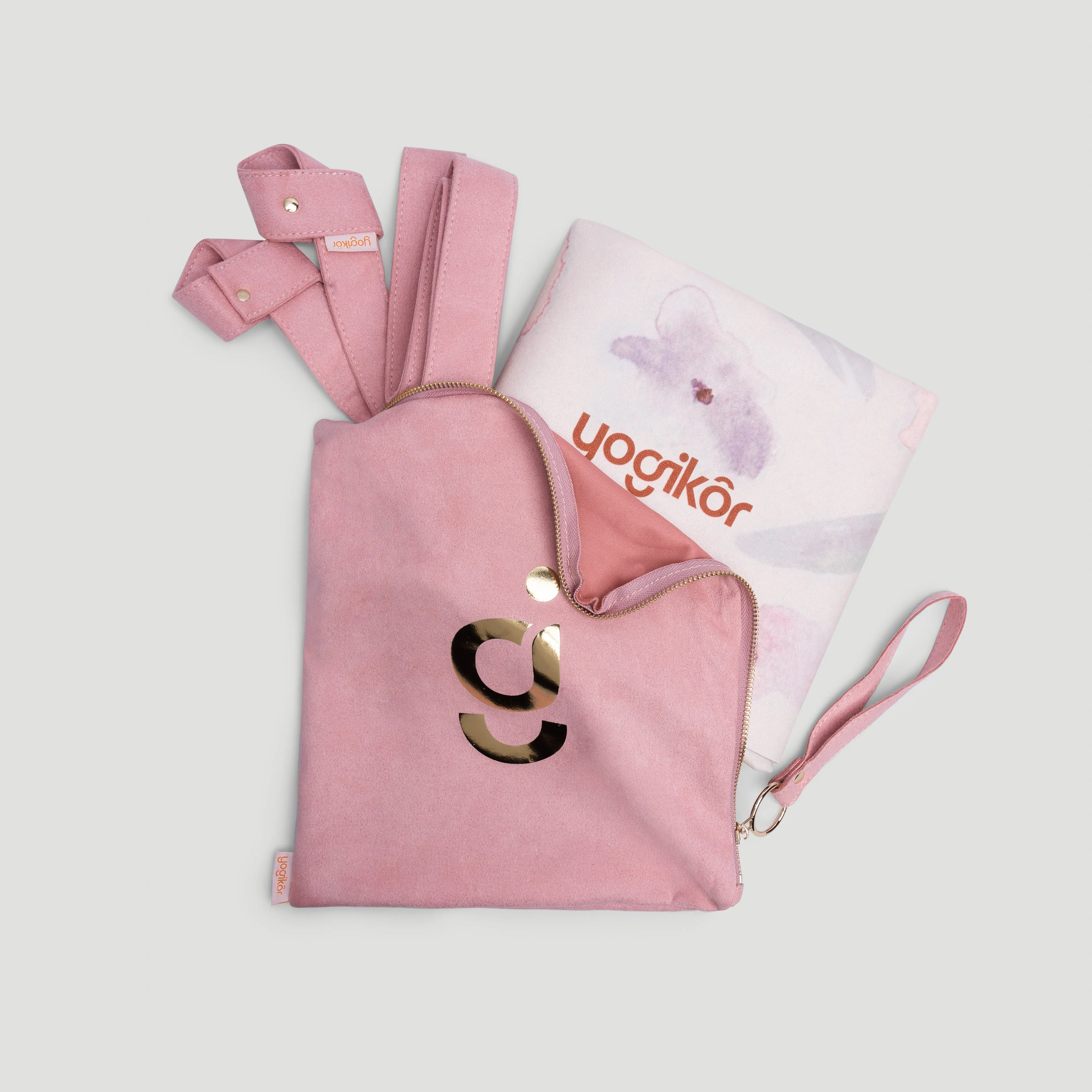 Travel Yoga Mat Set - Foldable Mat (Floral)