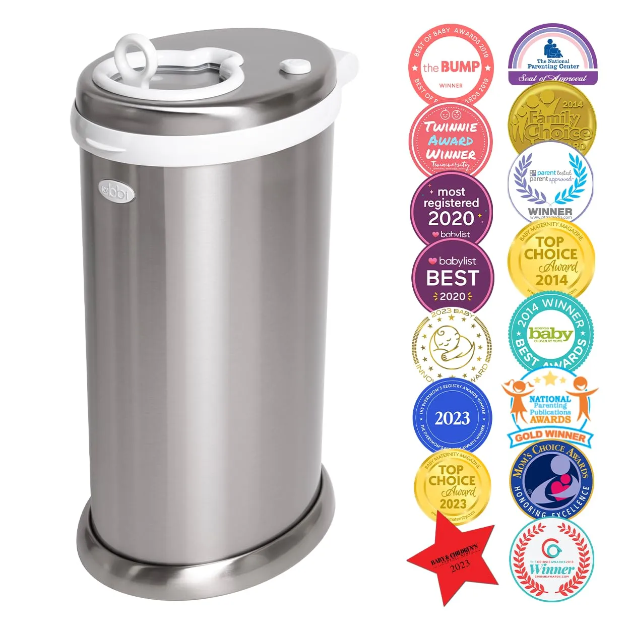 Ubbi: Steel Diaper Pail – Odor-Locking, No Special Bags Needed, Award-Winning & Registry Must-Have
