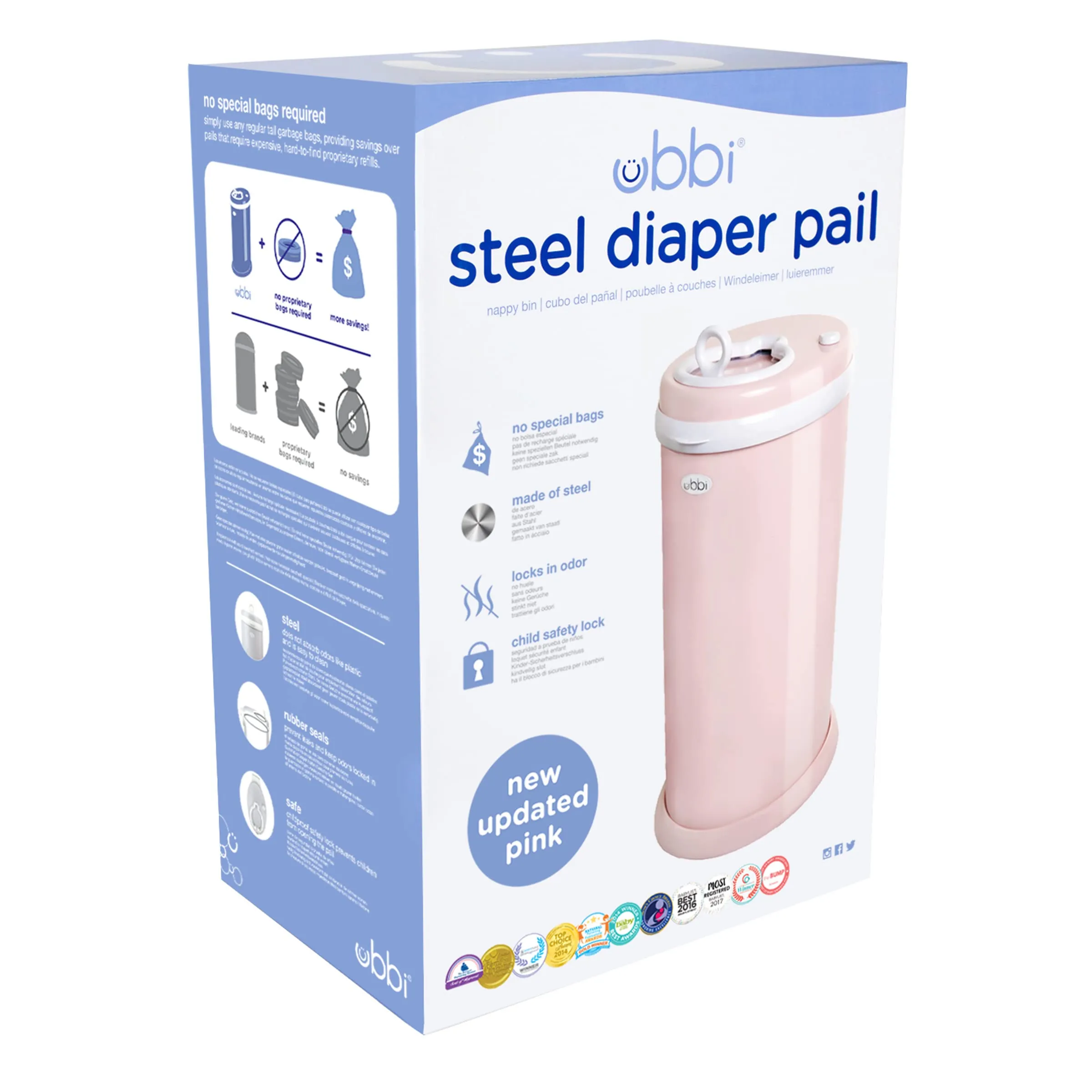Ubbi: Steel Diaper Pail – Odor-Locking, No Special Bags Needed, Award-Winning & Registry Must-Have