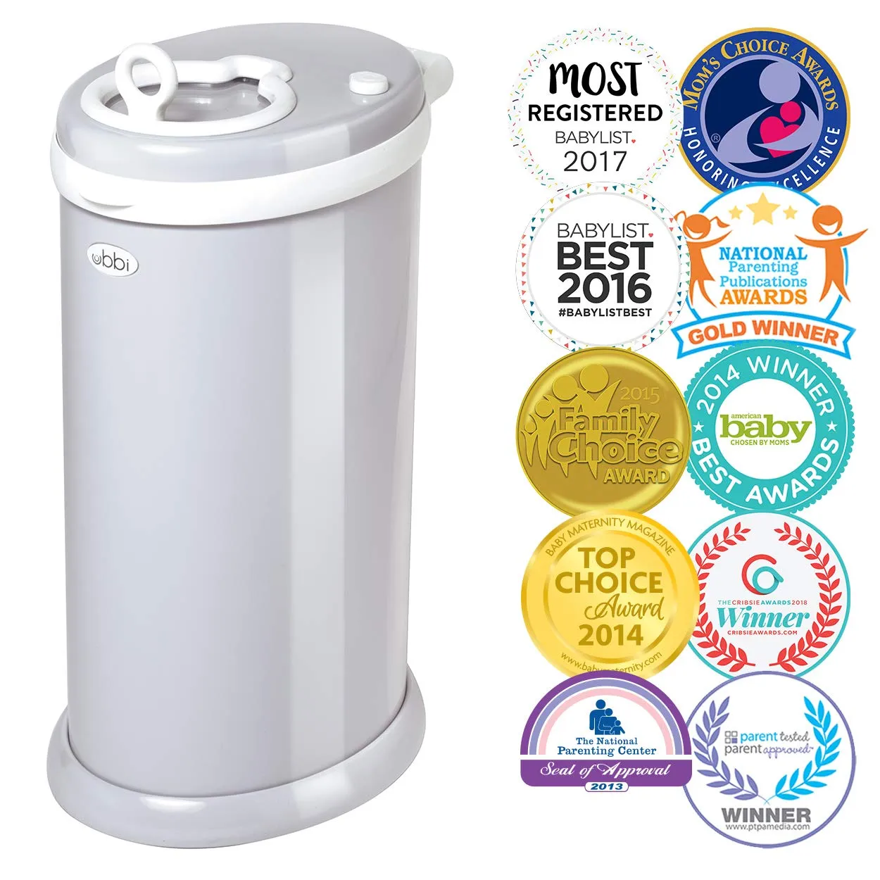 Ubbi: Steel Diaper Pail – Odor-Locking, No Special Bags Needed, Award-Winning & Registry Must-Have