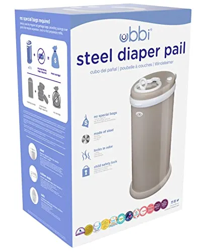 Ubbi: Steel Diaper Pail – Odor-Locking, No Special Bags Needed, Award-Winning & Registry Must-Have