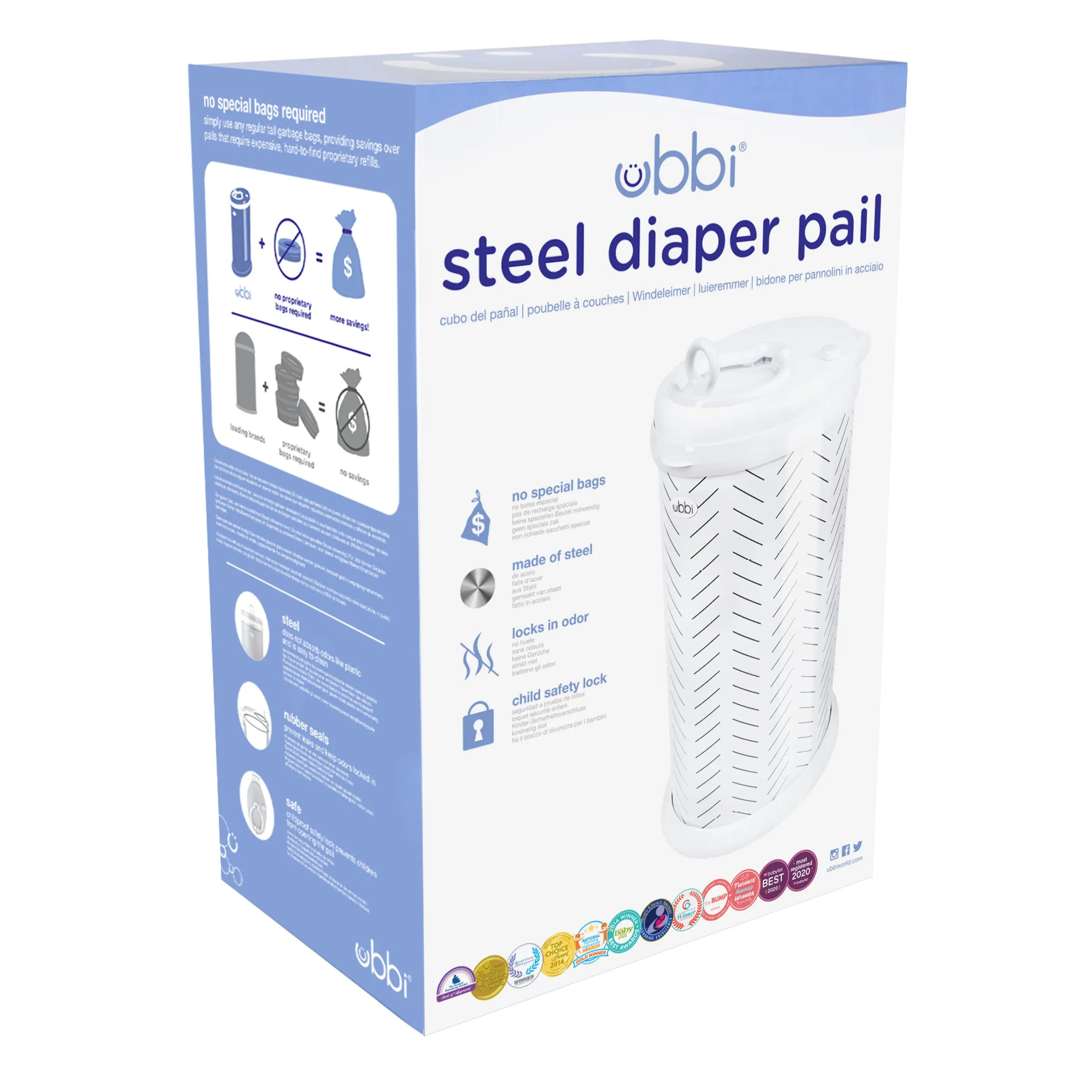 Ubbi: Steel Diaper Pail – Odor-Locking, No Special Bags Needed, Award-Winning & Registry Must-Have