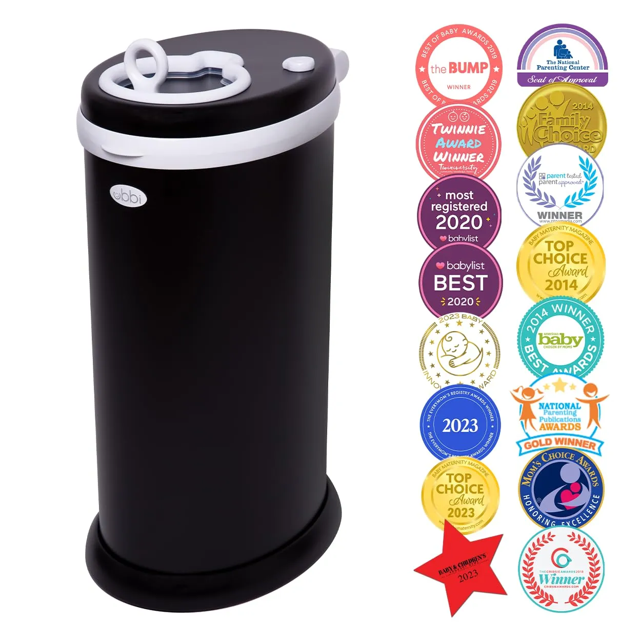 Ubbi: Steel Diaper Pail – Odor-Locking, No Special Bags Needed, Award-Winning & Registry Must-Have