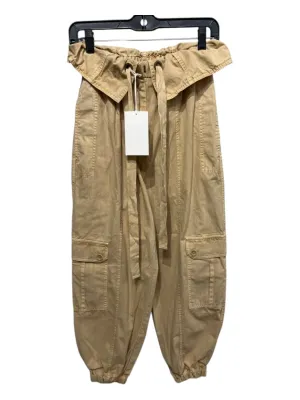 Ulla Johnson Size 00 Beige Cotton Paper Bag Waist Cargo Pockets Pants