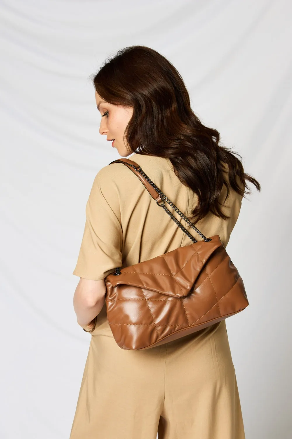Vegan Leather Chain Handbag
