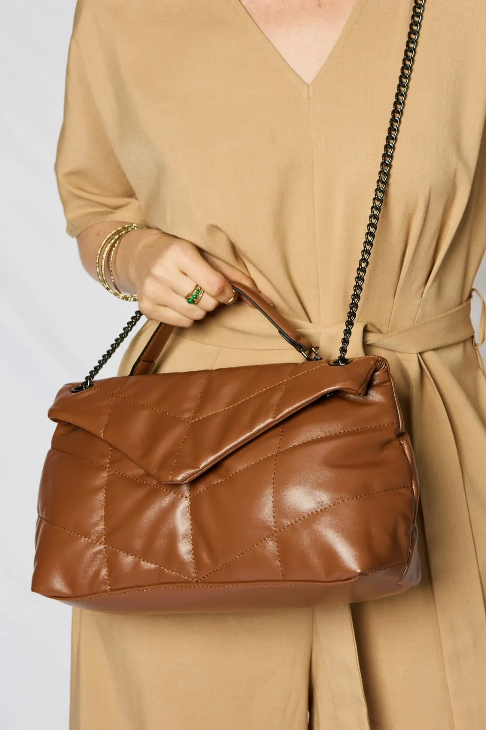 Vegan Leather Chain Handbag