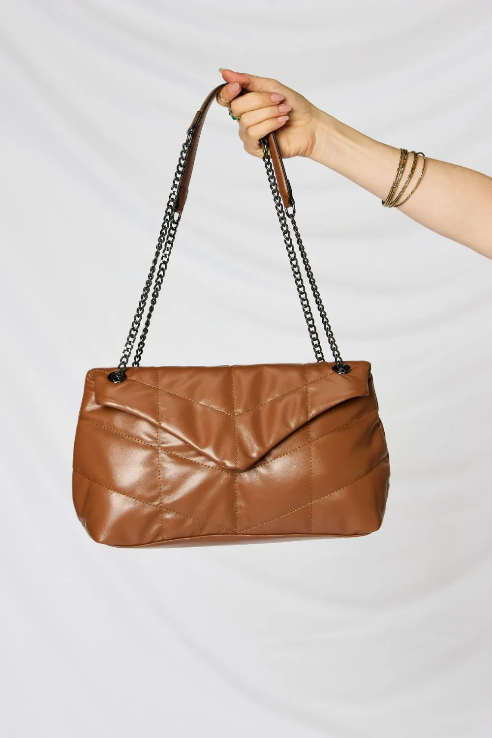 Vegan Leather Chain Handbag