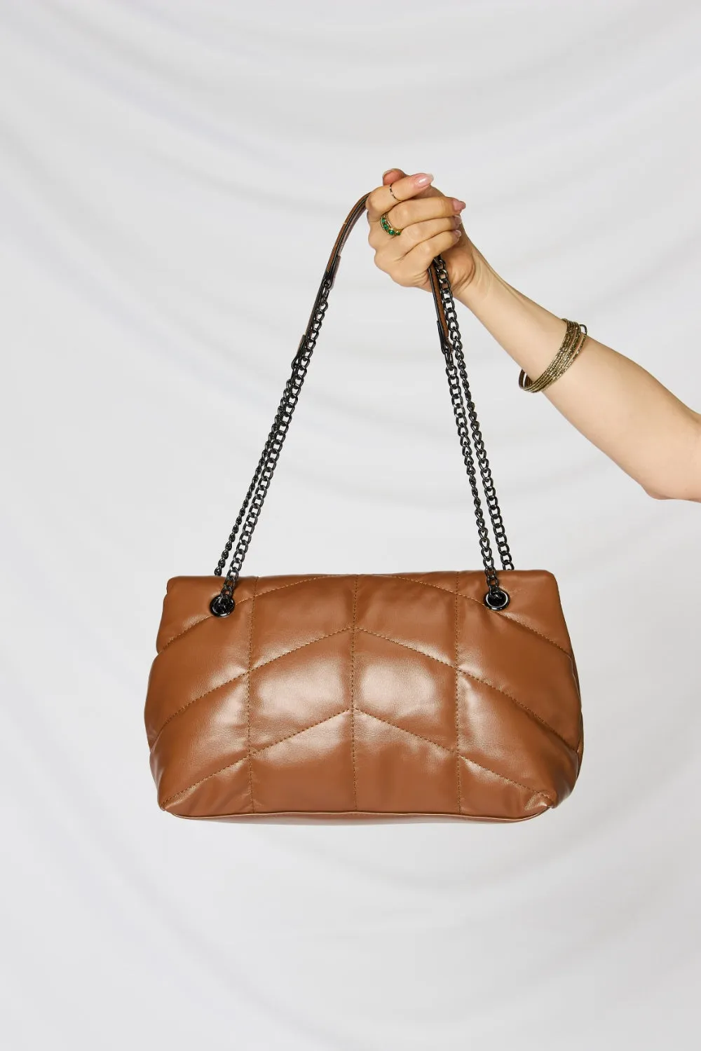 Vegan Leather Chain Handbag