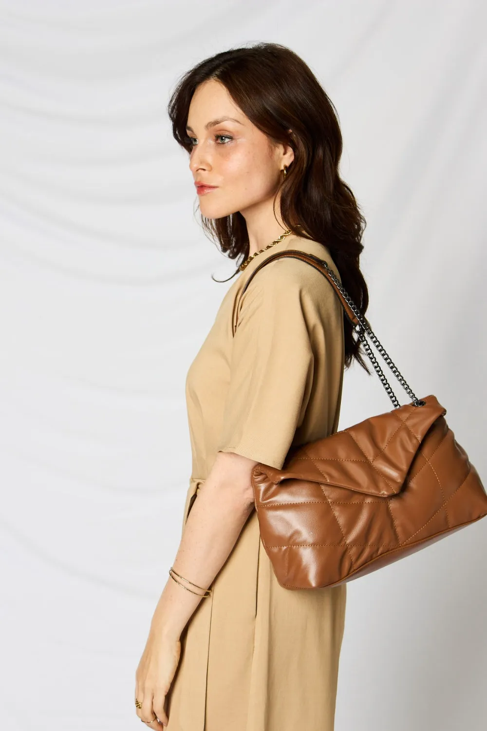 Vegan Leather Chain Handbag