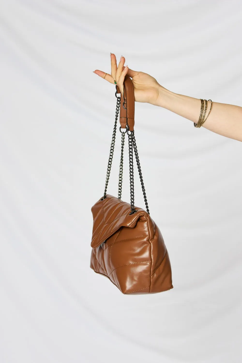 Vegan Leather Chain Handbag