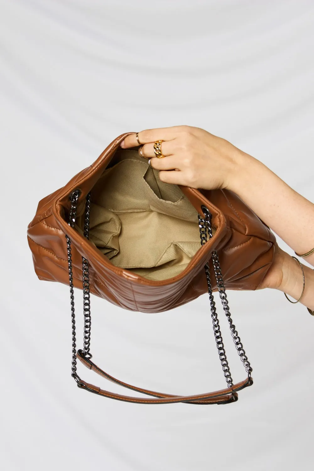 Vegan Leather Chain Handbag