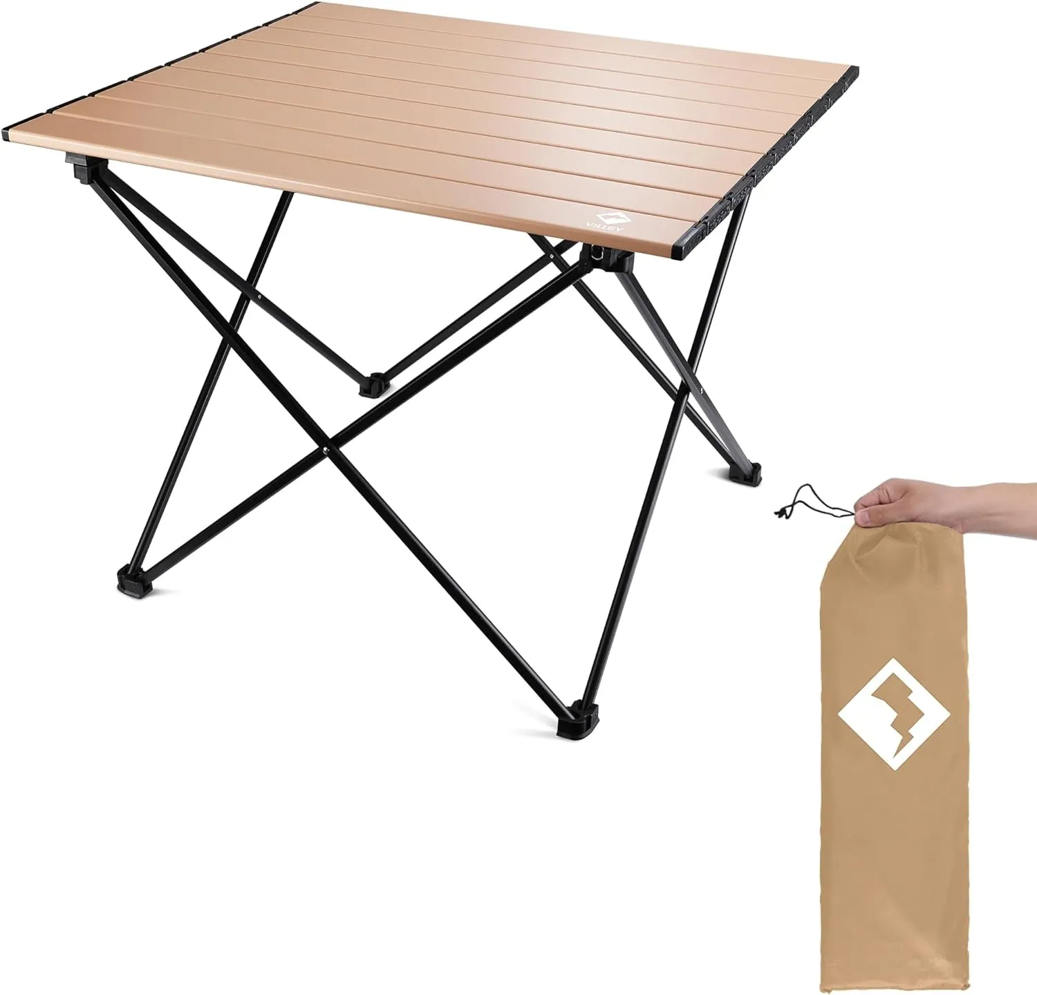 VILLEY Lightweight Aluminum Portable Camping Side Table