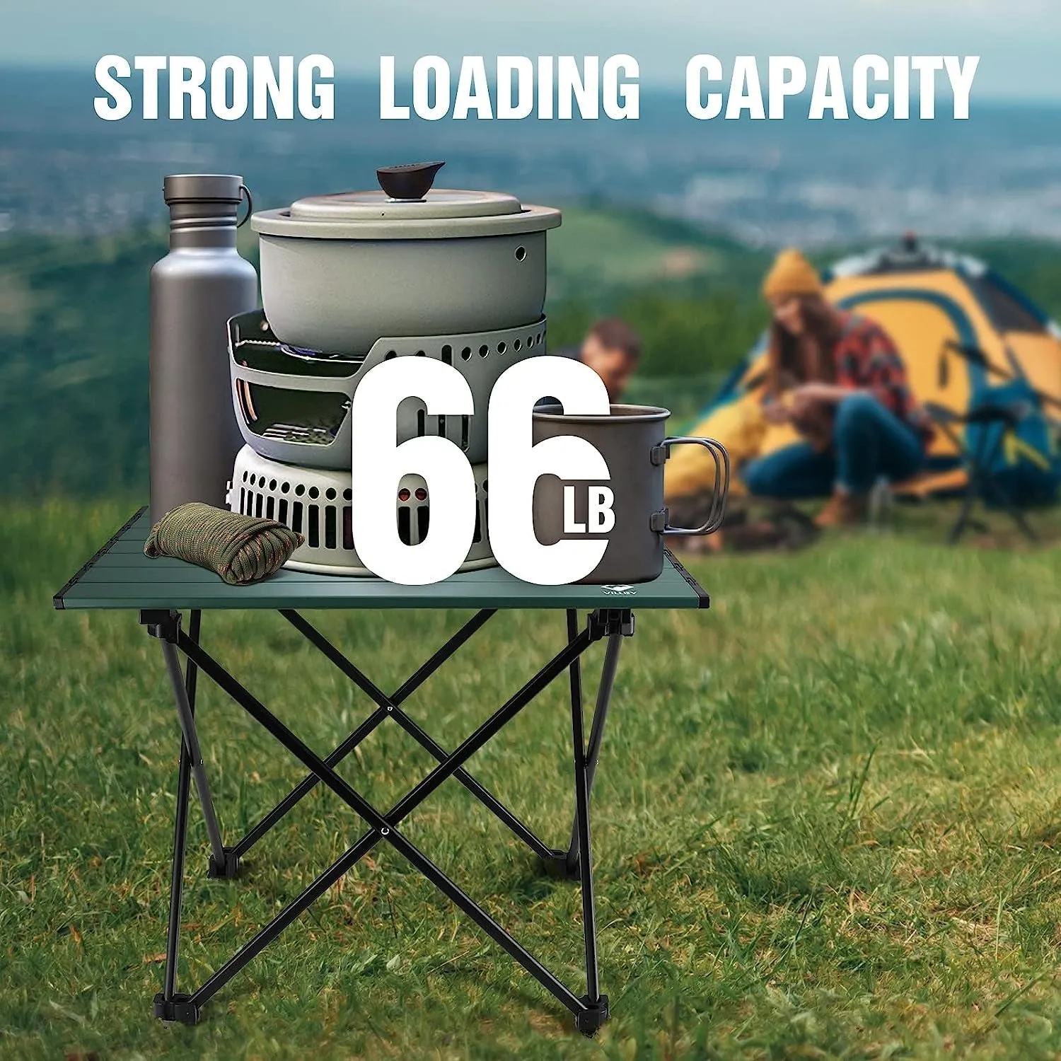 VILLEY Lightweight Aluminum Portable Camping Side Table