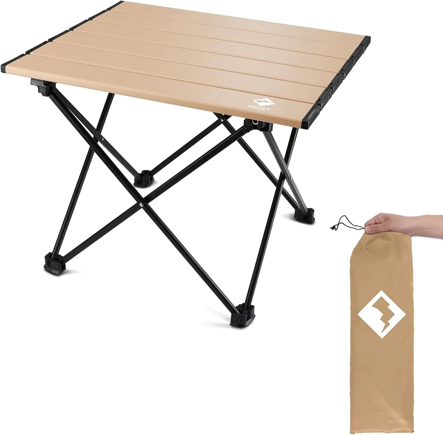 VILLEY Lightweight Aluminum Portable Camping Side Table