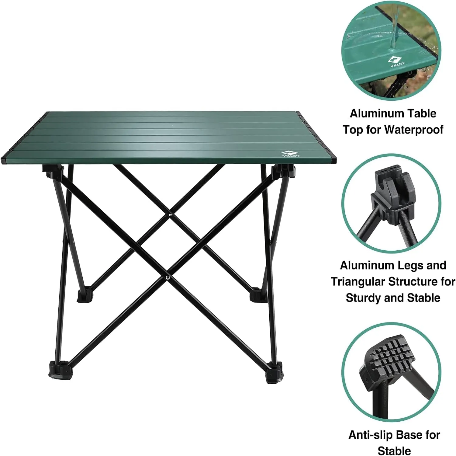 VILLEY Lightweight Aluminum Portable Camping Side Table