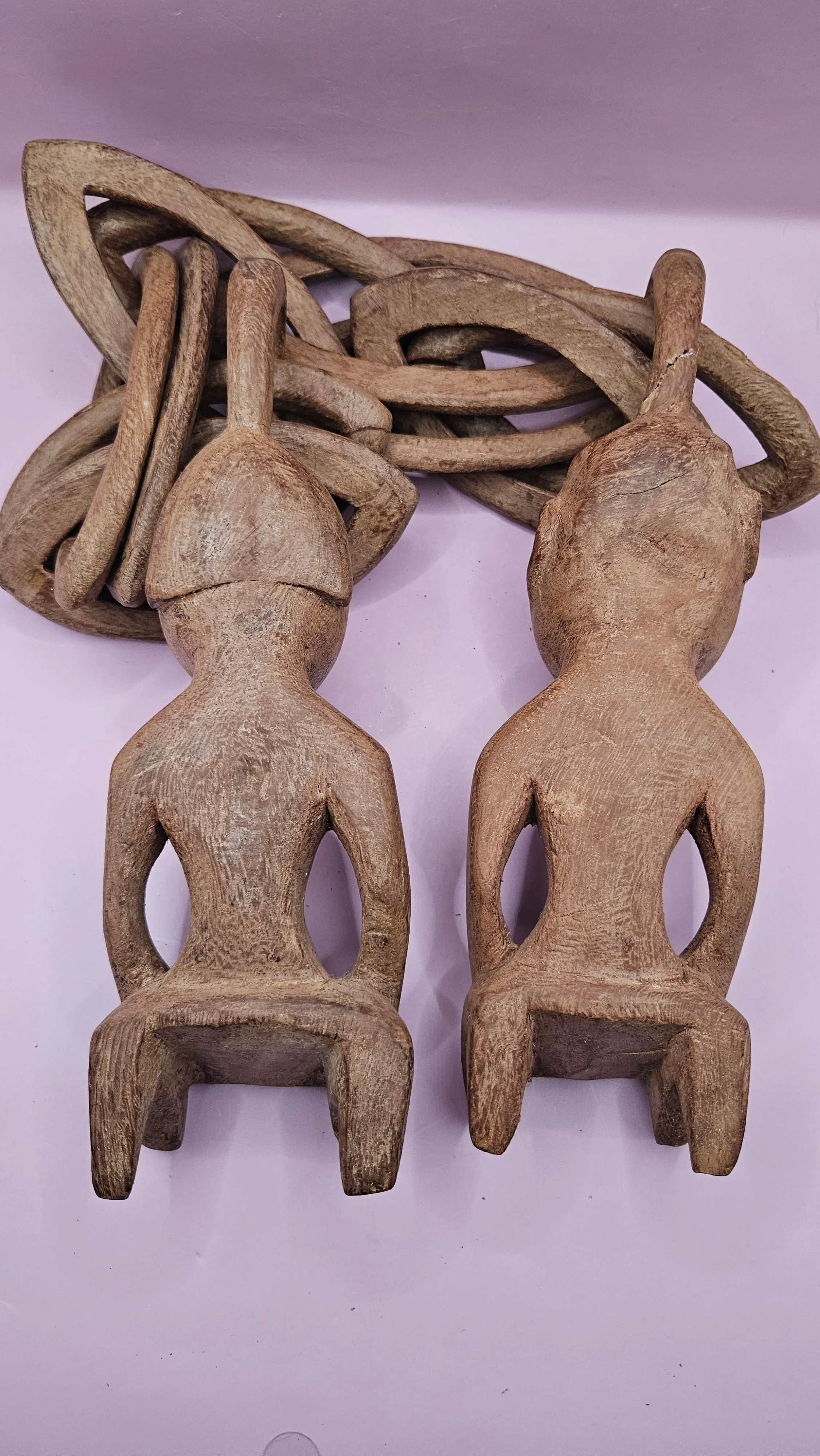 Vintage African Hand-Carved Wooden Wedding Chain (35")