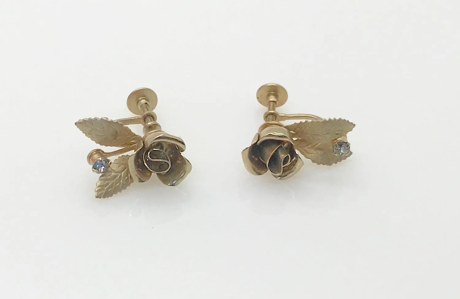 Vintage Golden Rose Earrings