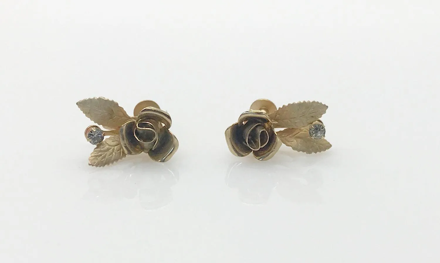 Vintage Golden Rose Earrings