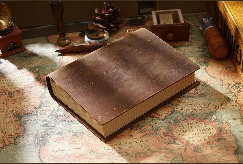 Vintage Leather Handmade Journal: Carved Vertical Style