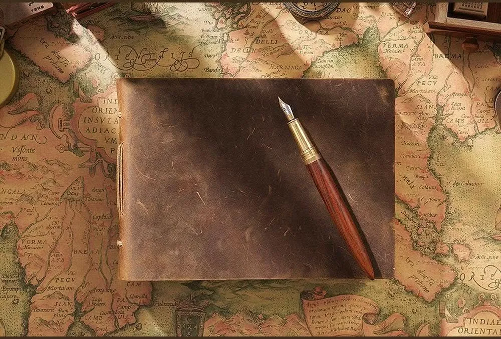 Vintage Leather Handmade Journal: Carved Vertical Style