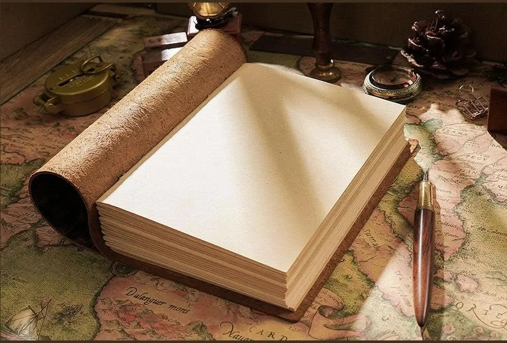 Vintage Leather Handmade Journal: Carved Vertical Style