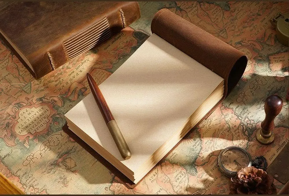 Vintage Leather Handmade Journal: Carved Vertical Style