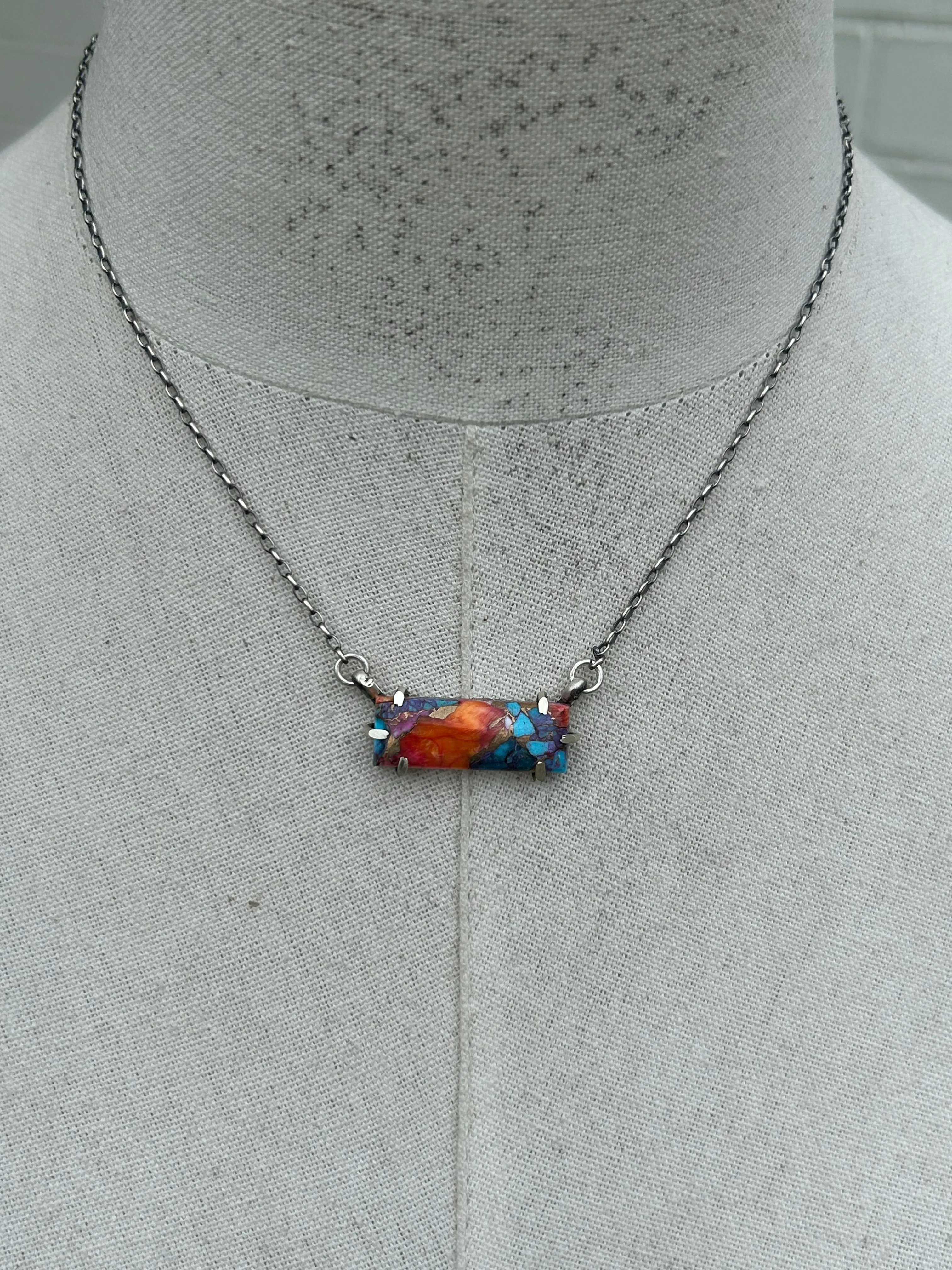 Waterproof Pink Dahlia Bar Necklace #6