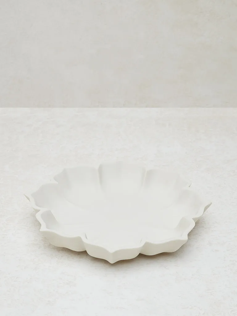 Westside Home White Marble Lotus Decorative Platter - Small