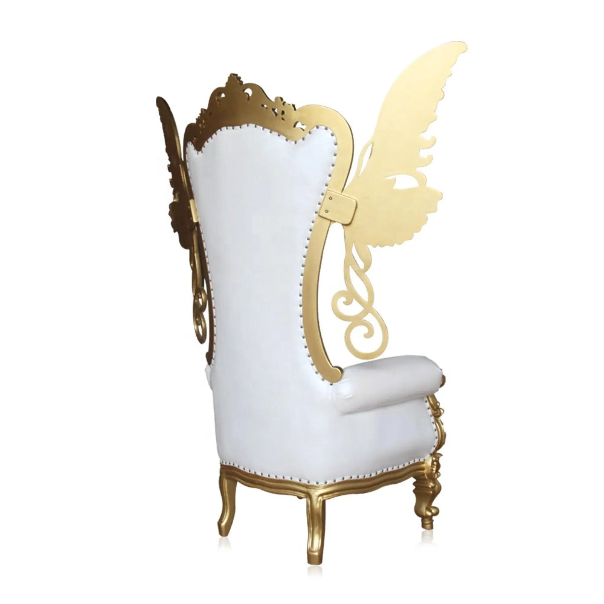 Wooden Twist Luxurious High Back Throne Chair with Special WIngs