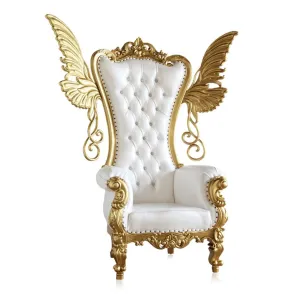 Wooden Twist Luxurious High Back Throne Chair with Special WIngs
