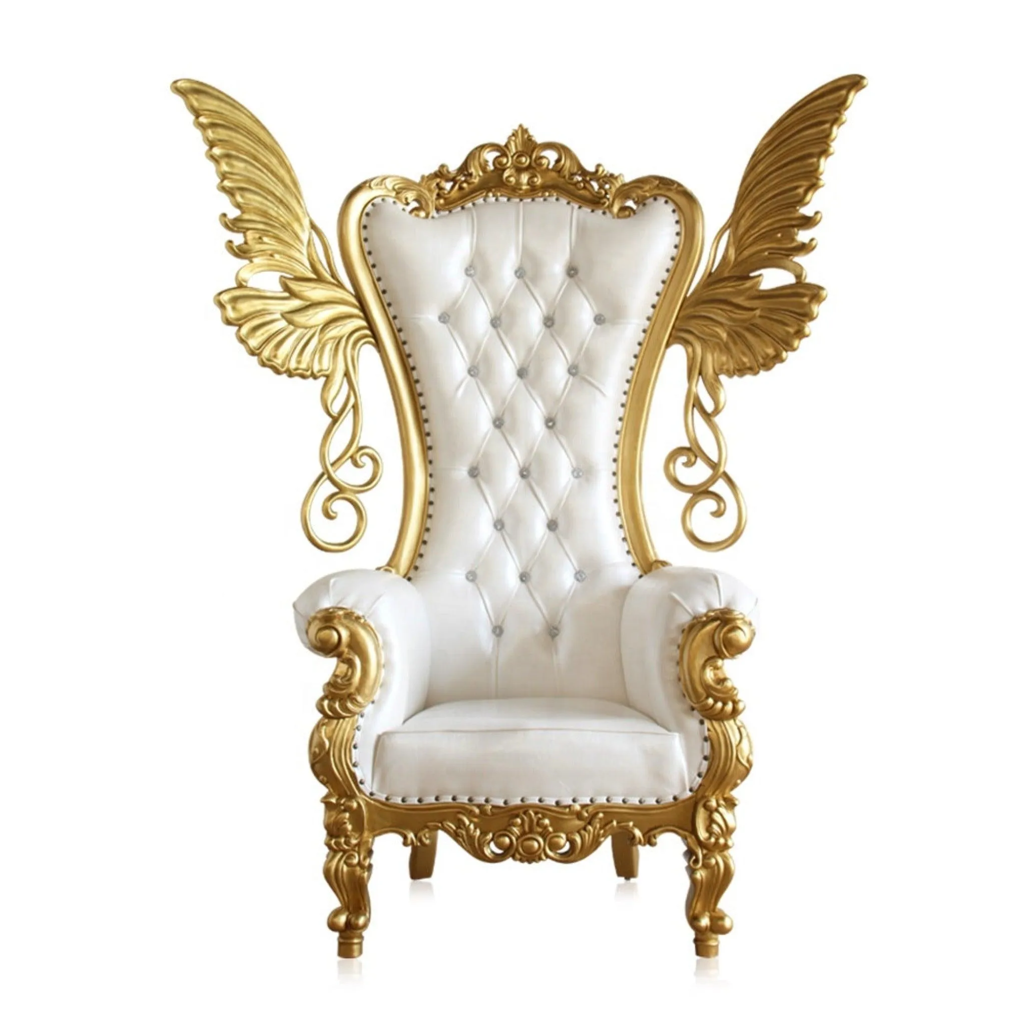 Wooden Twist Luxurious High Back Throne Chair with Special WIngs